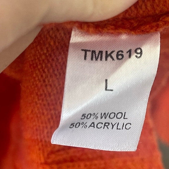 THML | Orange Wool Blend Ruffled Hem Sweater Cozy Fall - Picture 5 of 6